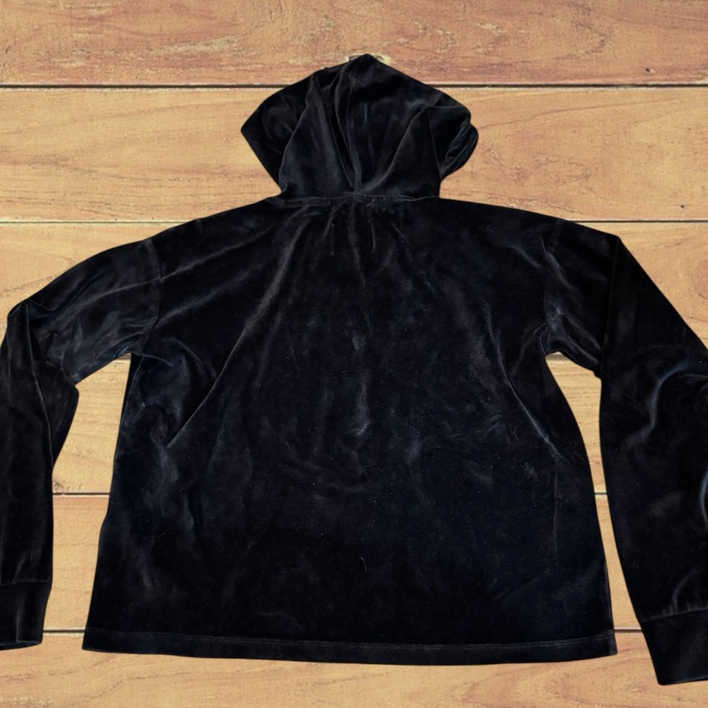 Calvin Klein Jeans Women’s Black Velour Pullover Hooded Sweatshirt Size XS Y2K - Picture 10 of 11